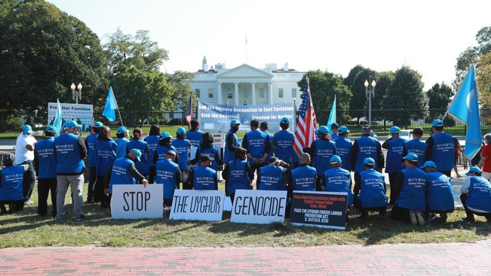 Protest tegen genocide Oeigoeren