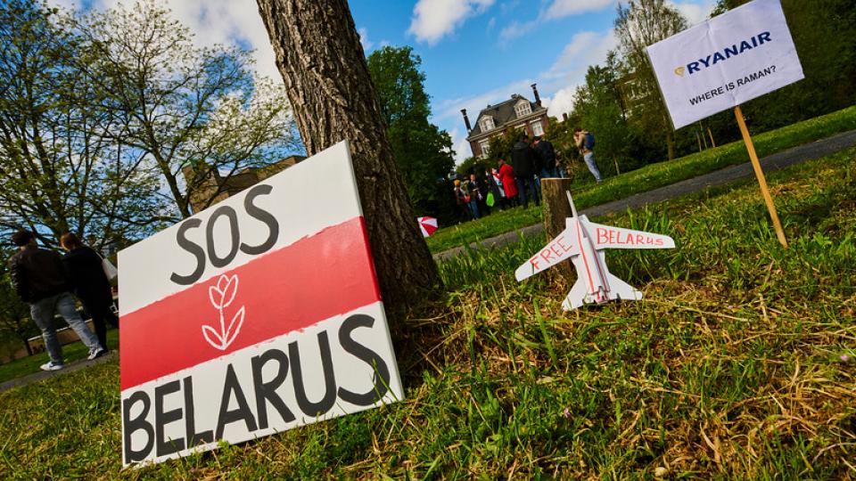 Protest bij ambassade Wit-Rusland 