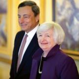 ECB-voorzitter Mario Draghi Fed-president Janet Yellen